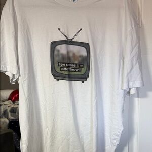 Classic White Tee with Retro TV Graphic